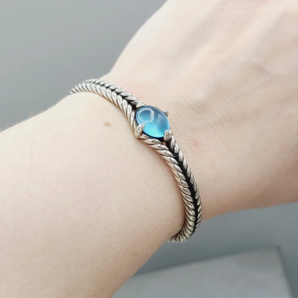 David Yurman Chatelaine Blue Topaz Diamond Bracelet - Picture 10 of 12